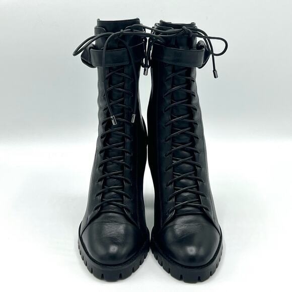 Like New Alexandre Birman Black Evelyn Boot Lace-up High Heel Waterproof Size 36 - Picture 3 of 10